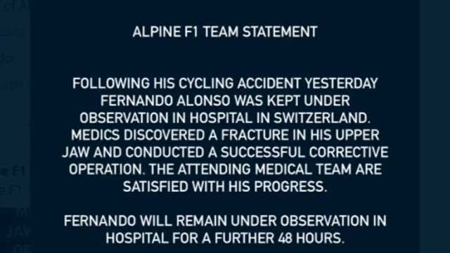 El comunicado de Alpine después de la operación. (Foto: Alpine F1 Team)